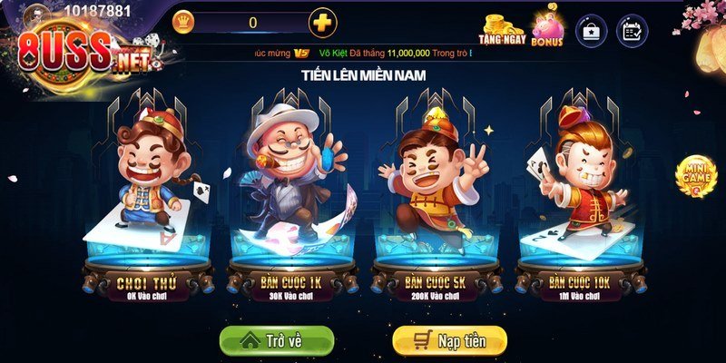 Game bài 8US đưa ra nhiều phiên bản cá cược thú vị để lựa chọn