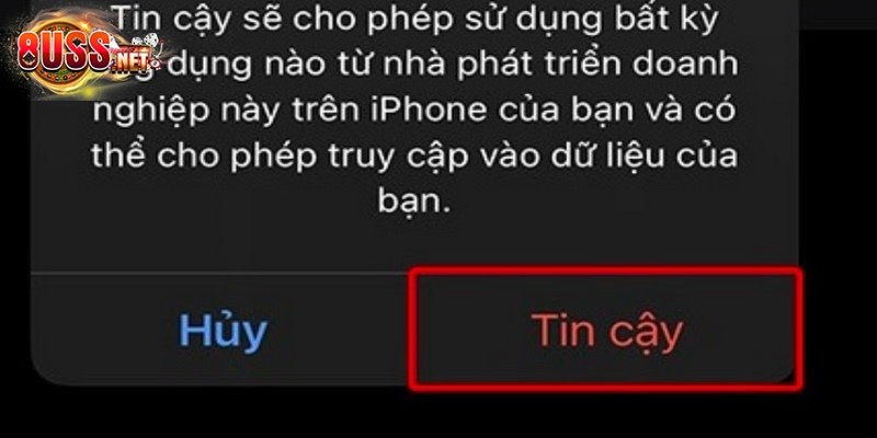 Người chơi phải xác nhận Tin cậy khi cài đặt mới có thể sử dụng App